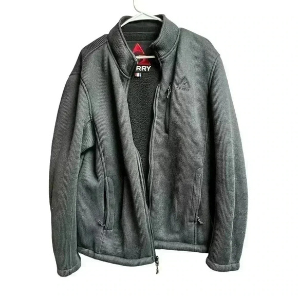 Gerry Men's Heavy Knit Full Zip Fleece Lined Jacket Charcoal Size - Picture 1 of 13